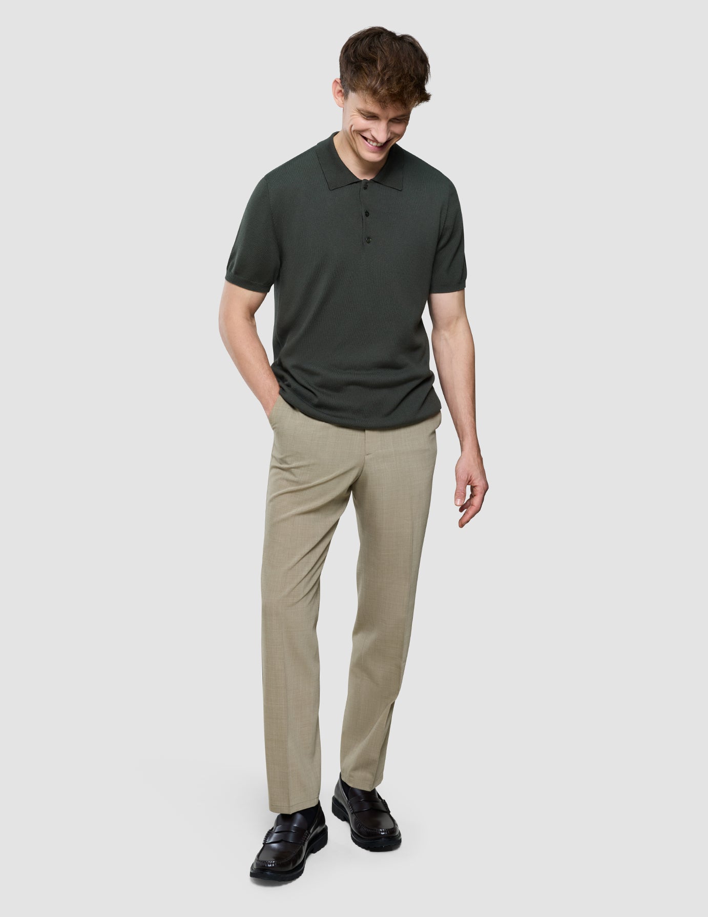 Seamless Core Knit Short Sleeve Polo Green Night